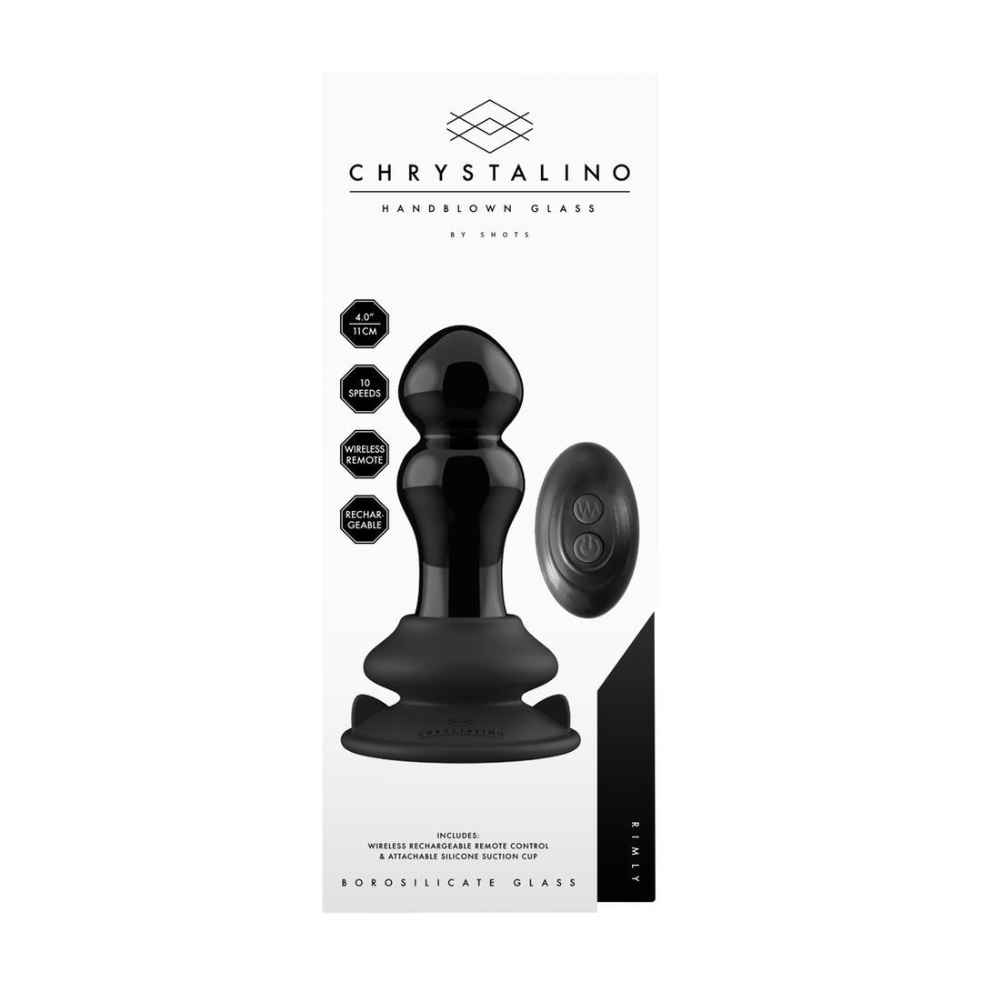 Rimly - Vibrerende Glazen Buttplug met Zuignap en Afstandsbediening - EroticToyzProducten,Toys,Anaal Toys,Buttplugs Anale Dildo's,Buttplugs Anale Dildo's Vibrerend,Vibrators,Glazen Vibrators,,GeslachtsneutraalChrystalino by Shots