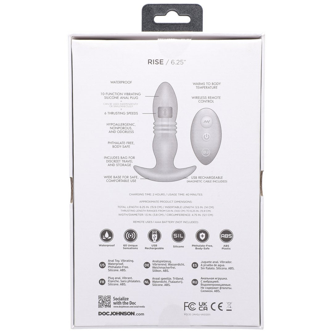 Rise - Siliconen Anaalplug met Afstandsbediening en Vibrerende Functies - EroticToyzProducten,Toys,Anaal Toys,Buttplugs Anale Dildo's,Buttplugs Anale Dildo's Vibrerend,,GeslachtsneutraalDoc Johnson