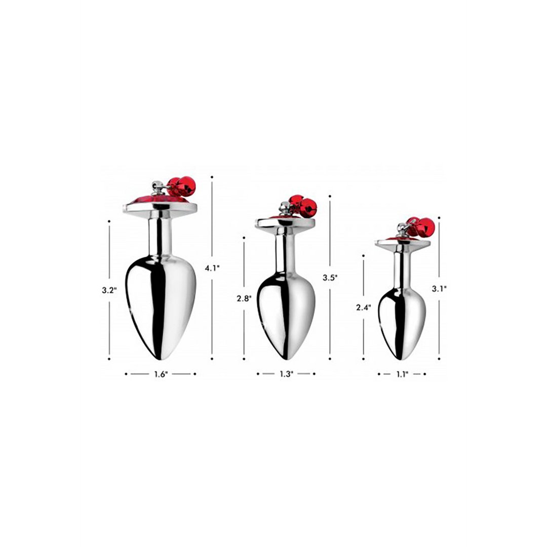 Rode Edelsteen - Buttplug Set met Belletjes in 3 Maten - Temperatuurspel Geschikt - EroticToyzProducten,Toys,Anaal Toys,Buttplugs Anale Dildo's,Buttplugs Anale Dildo's Niet Vibrerend,,GeslachtsneutraalXR Brands