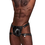 Scorpio - Imitatie Lederen Kuisheidsstring - One Size - Zwart - EroticToyzProducten,Lingerie,Lingerie voor Hem,Fetishkleding voor Hem,Strings,,MannelijkMale Power