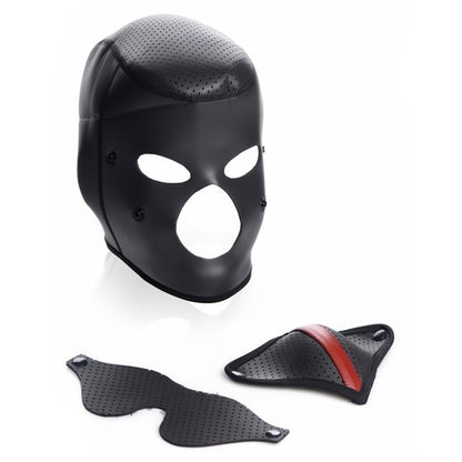 Scorpion Neopreen Capuchon met Verwijderbare Blinddoek en Mondmasker - Zwart - EroticToyzGezichtsmaskerXR Brands