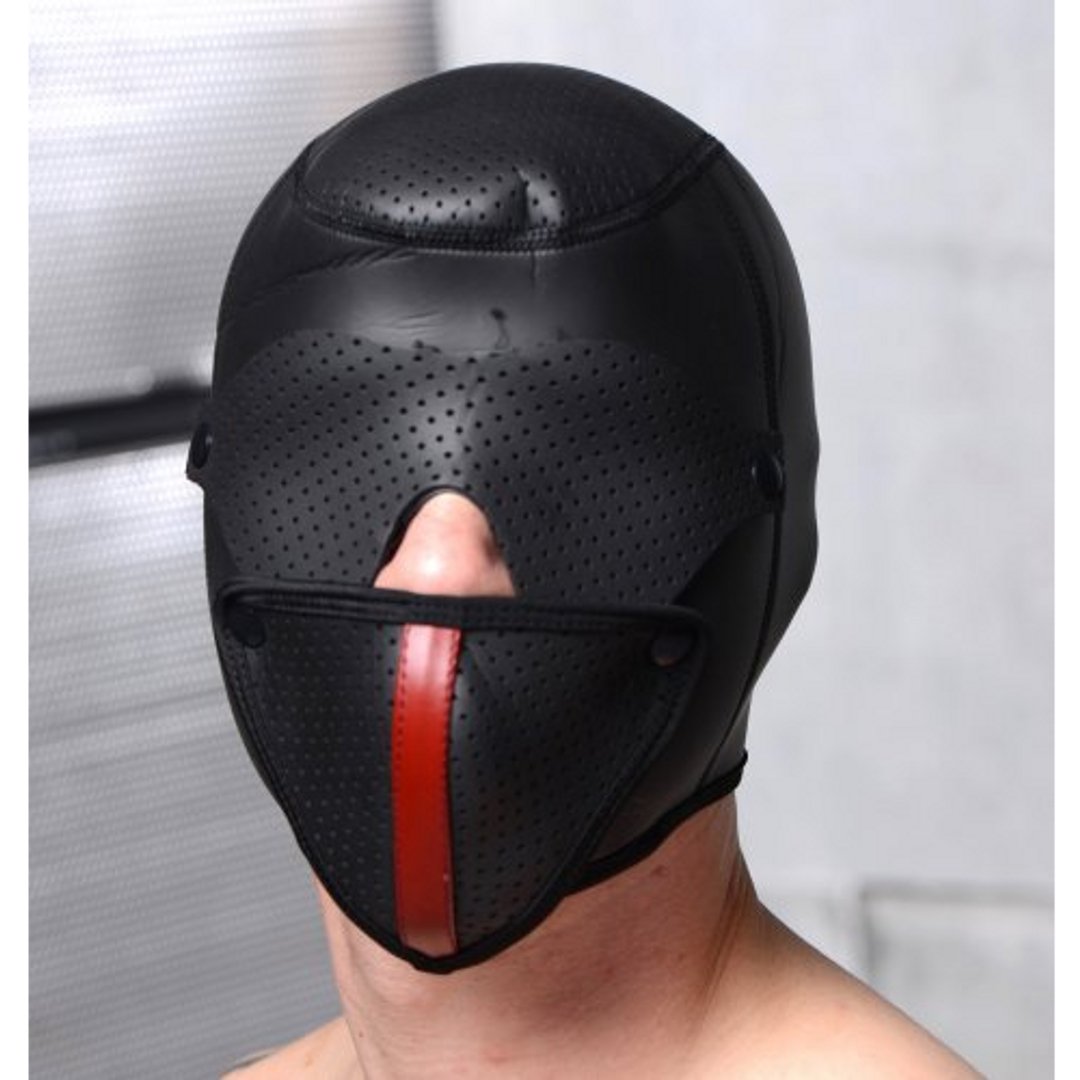 Scorpion Neopreen Capuchon met Verwijderbare Blinddoek en Mondmasker - Zwart - EroticToyzGezichtsmaskerXR Brands