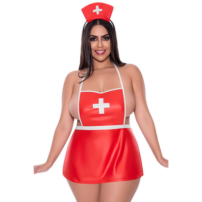 Sexuele Genezing Jurkje - 2XL - Rood - EroticToyzProducten,Lingerie,Lingerie voor Haar,Queen size,Rollenspel Kostuums,Kostuums,,VrouwelijkMagic Silk