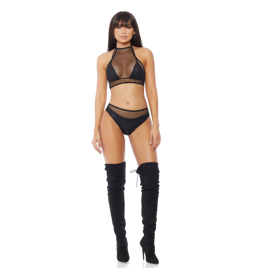 Sexy Elegantie Mesh Top en Panty Set - Zwart - EroticToyz2 - Delige SetForplay