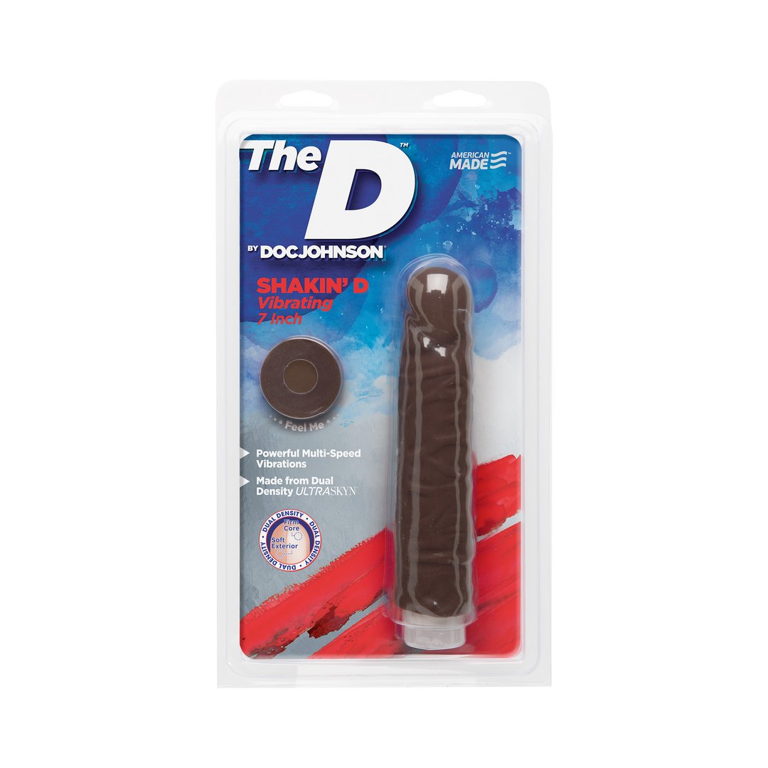 'Shakin' D Vibrerende Realistische Dildo ULTRASKYN 18 cm - Chocolade' - EroticToyzRealistische Dildo'sDoc Johnson