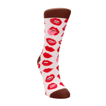 SHOTS Lip Love Sokken Uniseks EU Maat 36 - 41 - Zwart/Rood - EroticToyzSokkenSexy Socks by Shots