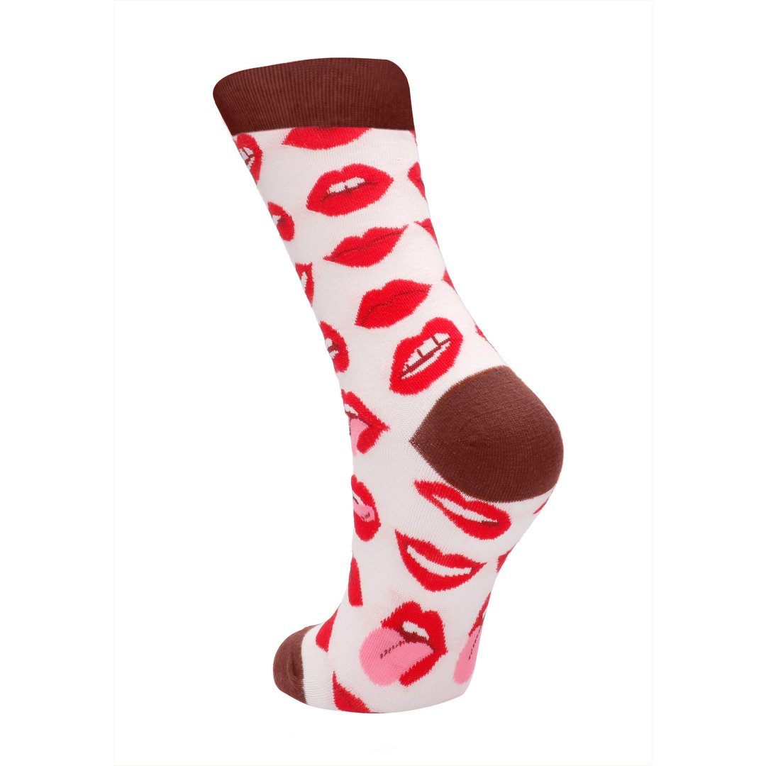 SHOTS Lip Love Sokken Uniseks EU Maat 36 - 41 - Zwart/Rood - EroticToyzSokkenSexy Socks by Shots