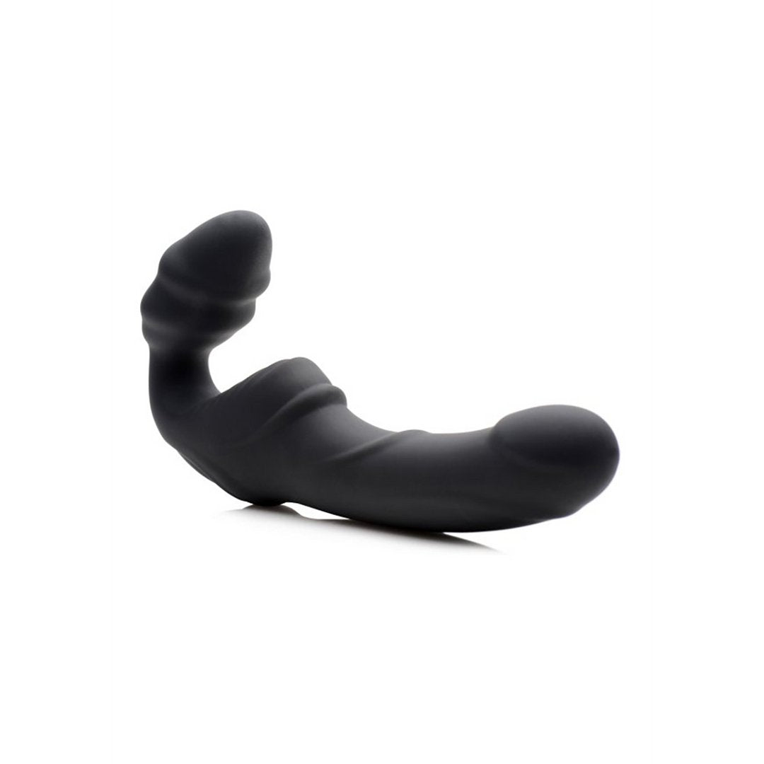 Slanke Rider - Geribbelde Trillende Strapless Strap - On Dildo - EroticToyzProducten,Toys,Vibrators,Strap On Vibrators,Strapless,,VrouwelijkXR Brands