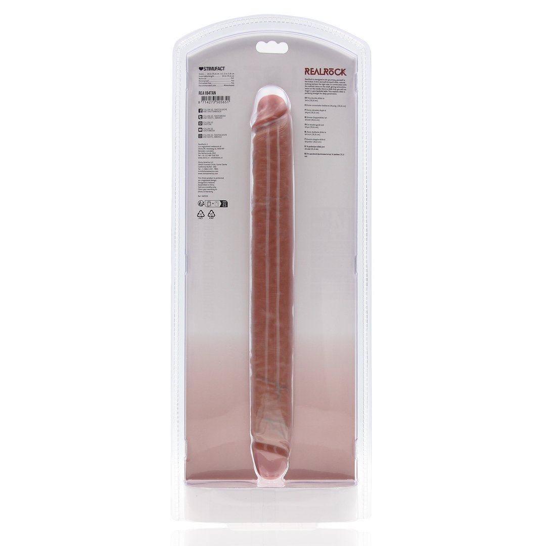 'Slim Double Ended Dildo 35,6 cm - Tan' - EroticToyzDubbele Dildo'sRealRock by Shots