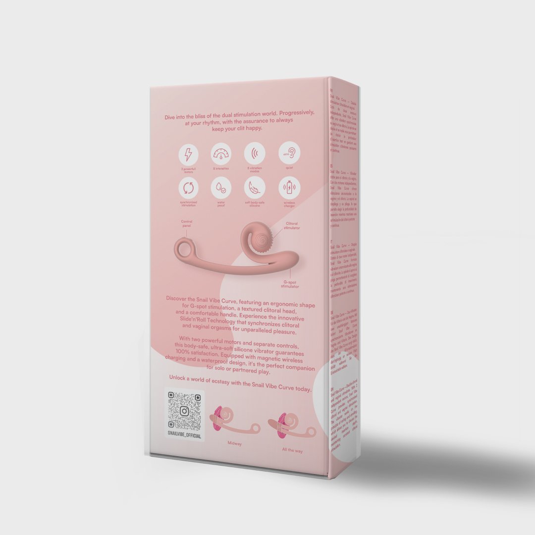 Snail Vibe Curve Dubbele Vibrator Met Slide'n'Roll Technologie - Peachy Pink - EroticToyzLuxe VibratorSnail Vibe