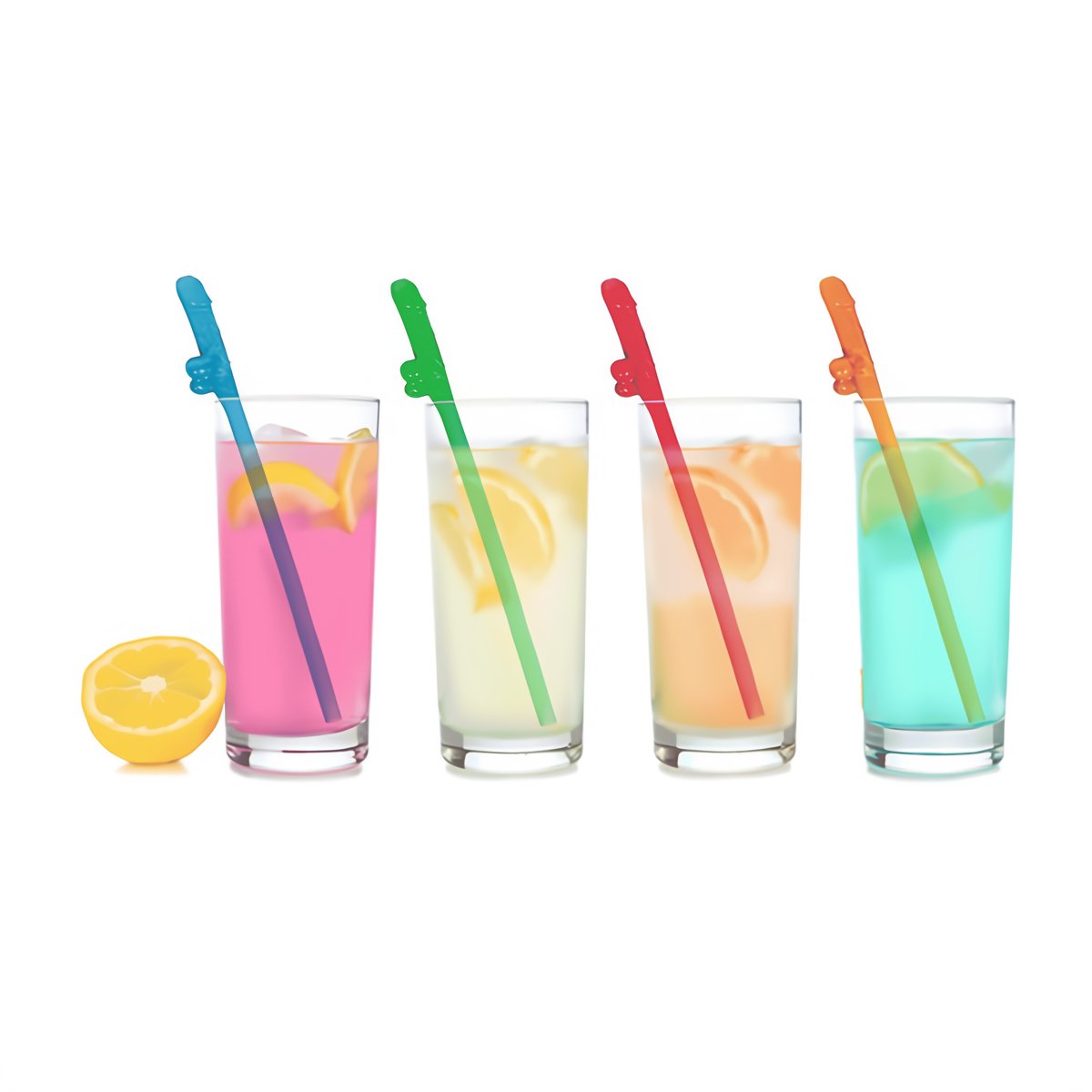 Super Fun Penis Multicolor Penis Straws 8 Pack - EroticToyzFeestartikelenLittle Genie Productions