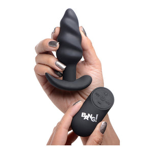 Swirl Vibrating Silicone Butt Plug met Draadloze Bediening - Zwart - EroticToyzButtplugs Anale Dildo's VibrerendXR Brands