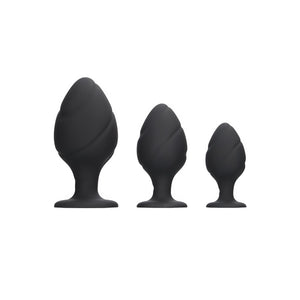 Swirled Butt Plug Set - Black - EroticToyzProducten,Toys,Anaal Toys,Buttplugs Anale Dildo's,Buttplugs Anale Dildo's Niet Vibrerend,,GeslachtsneutraalOuch! by Shots