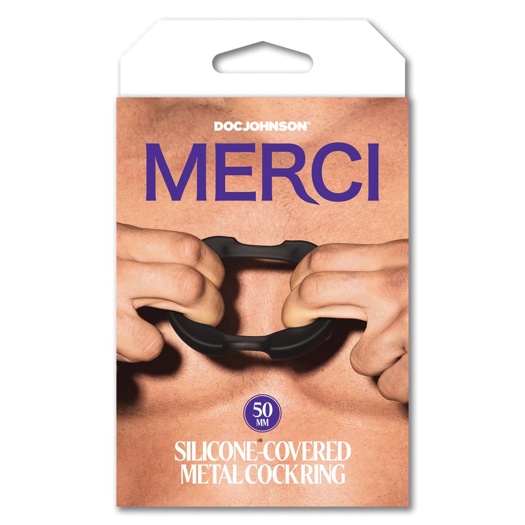 'The Paradox Silicone/Metaal Cock Ring 50 mm - Zwart' - EroticToyzCockringenDoc Johnson