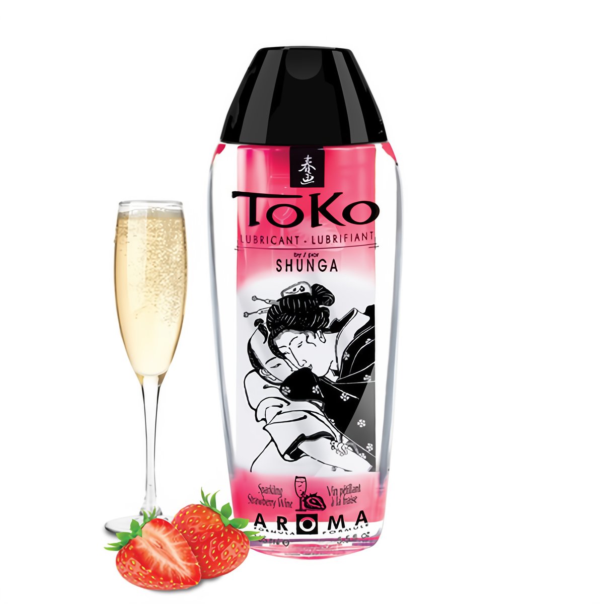 'Toko Aroma Glijmiddel - Aardbei & Mousserende Wijn 165 ml - Transparant' - EroticToyzKissableShunga