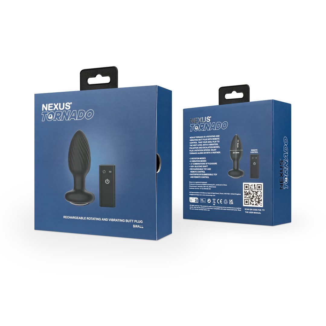 'Tornado Remote Controlled Roterende Butt Plug met 6 Trillingsmodi - Zwart' - EroticToyzButtplugs Anale Dildo's VibrerendNexus