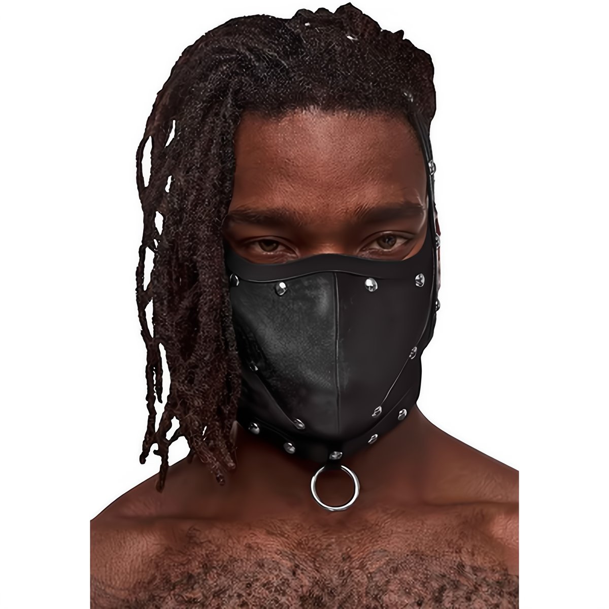 Triton - Mask with Adjustable Neck and Front Ring - One Size - Black - EroticToyzProducten,Toys,Fetish,Maskers,Mondmasker,Lingerie,Lingerie voor Hem,Fetishkleding voor Hem,,MannelijkMale Power