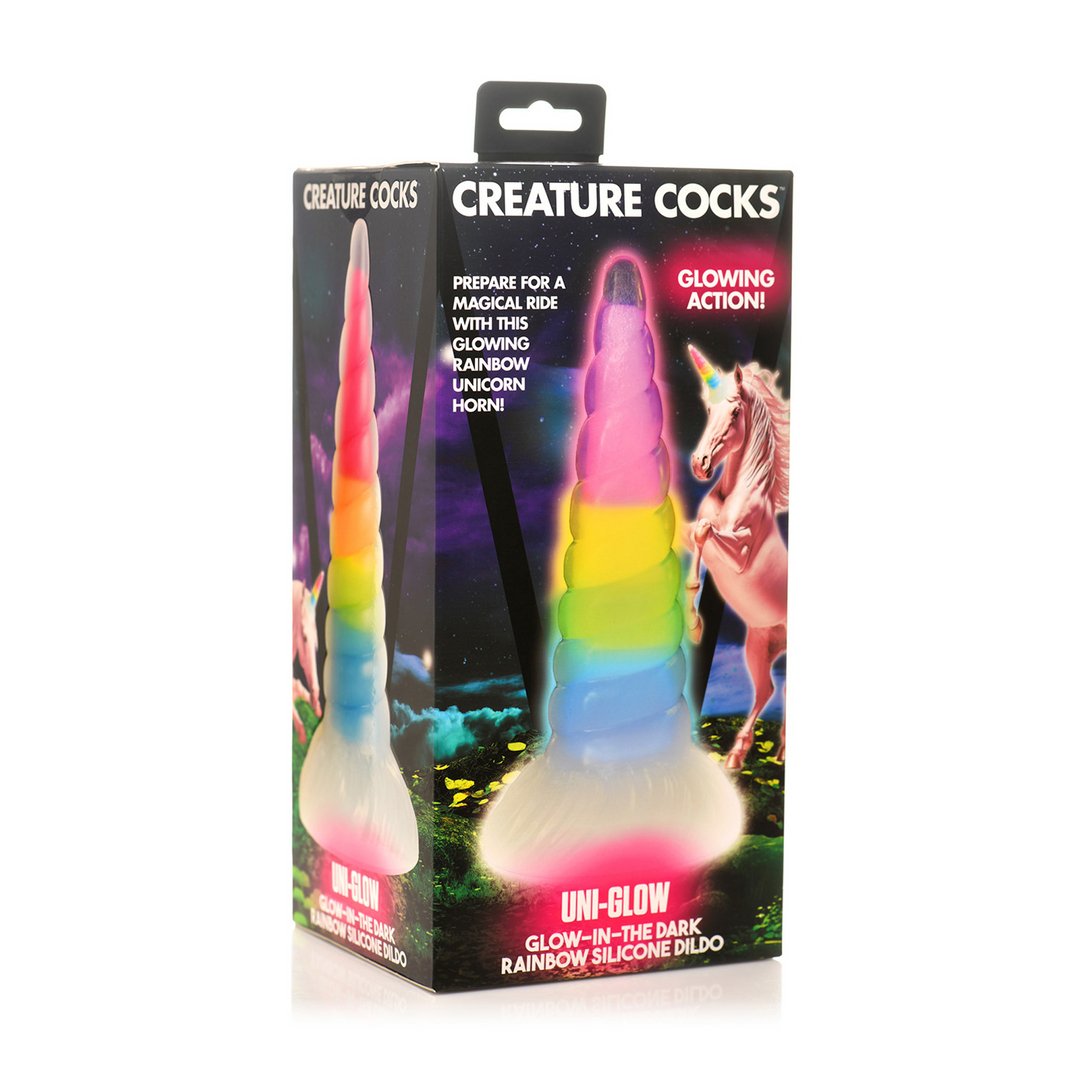 UniGlow Glow - in - the - Dark Dildo met Zuignap - Regenboog 19,6 cm - EroticToyzNiet - Fallische Dildo'sXR Brands