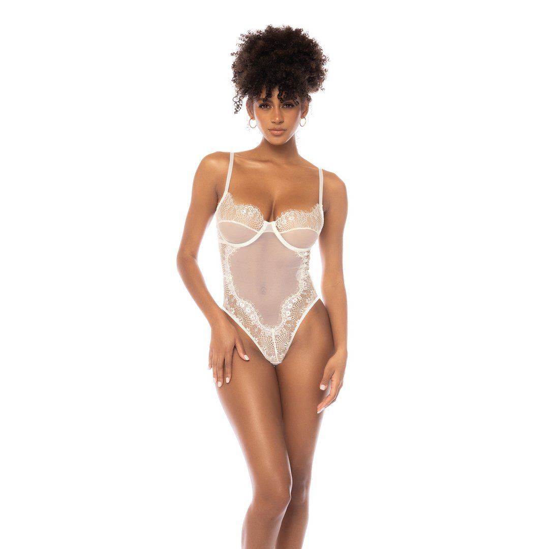 Verleidelijke Wimperkant Teddy S - Ivoor - EroticToyzBodysuits TeddiesMapalé