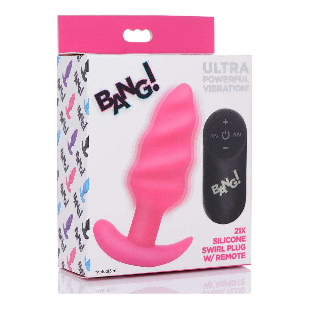 'Vibrating Silicone Swirl Butt Plug met Afstandsbediening - Zwart' - EroticToyzButtplugs Anale Dildo's VibrerendXR Brands