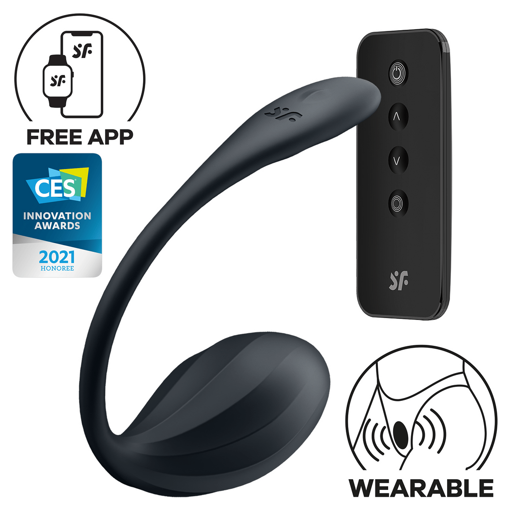 Wearable Couple Vibrator - Zwart Siliconen - Pleasureplay Producten,Toys voor Koppels,Duo - Vibrators,Duo - Vibrators,Nieuwe Producten,,VrouwelijkSatisfyer