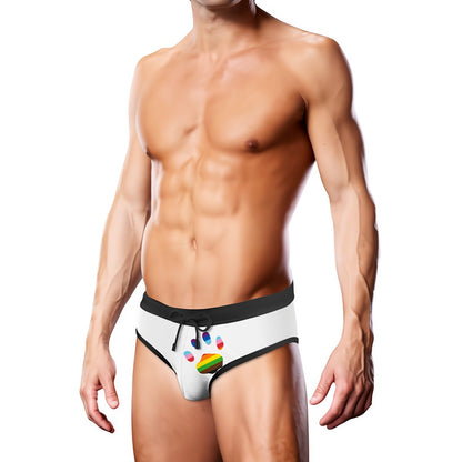 Zwembroek - Wit met Progress Pride Details - M - EroticToyzZwemkleding voor HemProwler