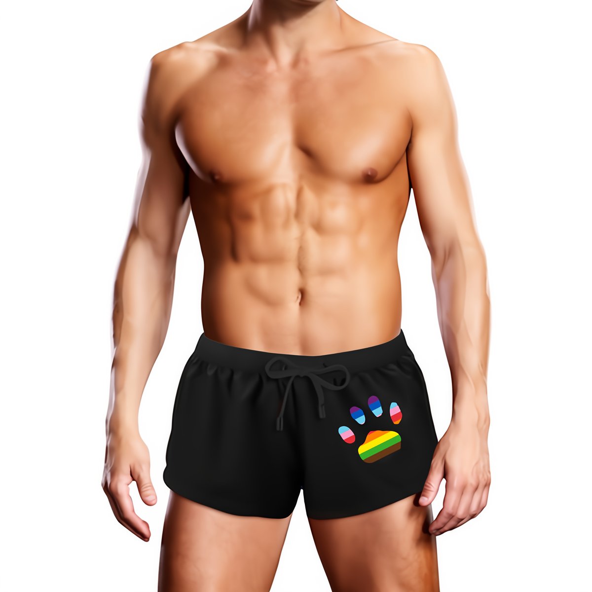 Zwembroek - Zwart met Progress Pride Pootafdruk - EroticToyzZwemkleding voor HemProwler